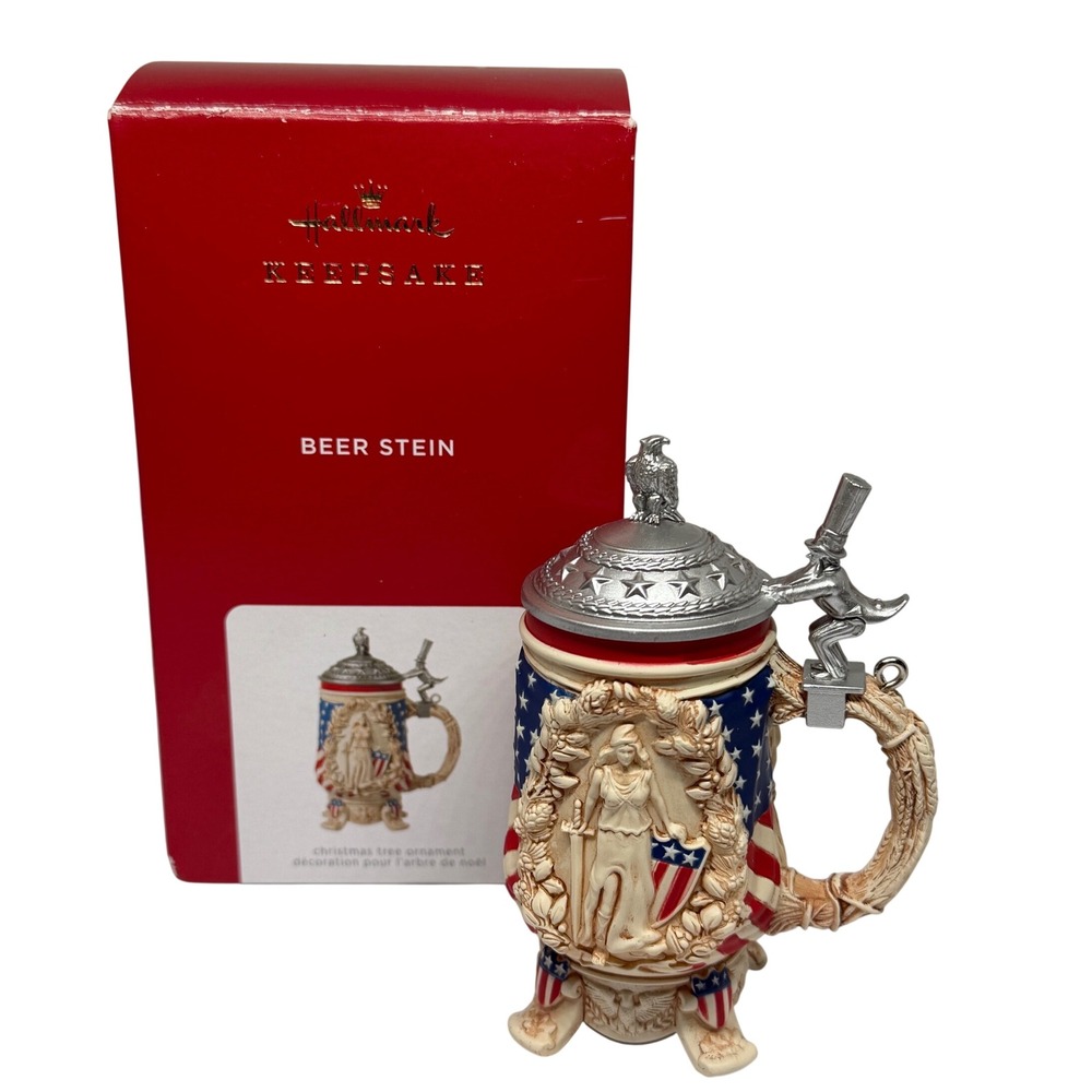 Hallmark Keepsake 2021 Beer Stein Christmas Ornament Tom Best Patriotic Eagle